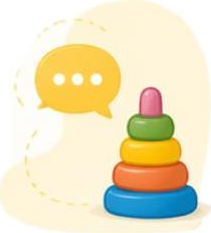 Ilustração de brinquedo de encaixe com balão de fala